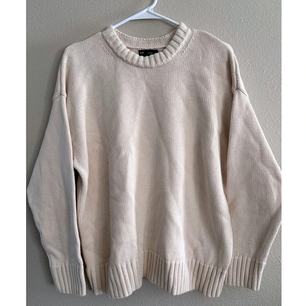 Gap Sweater Small White Cotton Preppy Fisherman Chunky Thick Coastal